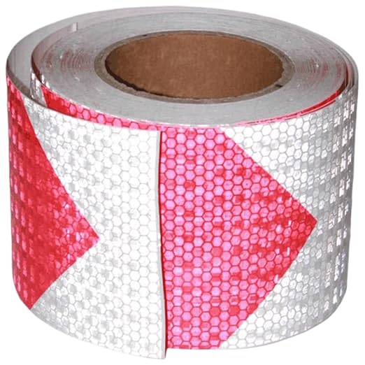 Reflective Tape Red White 4 inch Wide for Truck, Outdoor Waterproof High Visibility Safety Warning Adhesive Strips (66 feet)