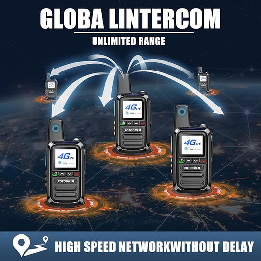 Global Lifetime Free Rapid Walkie Talkies Unlimited Range 4G LTE PoC(Push-to-Talk Over Cellular) Radios Nationwide PTT Two Way Radios Long Distance for Family, Logistics, Company (6 to 10PCS, 9)