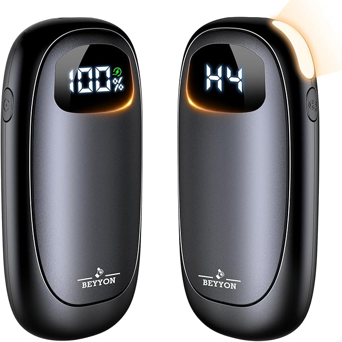 Hand Warmers Rechargeable-Electric Hand Warmers, Max 16 Hrs Warmth Up to 127℉, LED Display & Flashlight, Dual-Side Heating Portable Heater, Hunting Camping Essentials, Gifts for Men Women Raynauds
