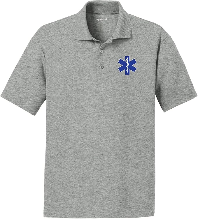 EMS Star of Life Logo Chest Print Textured Polo Shirt