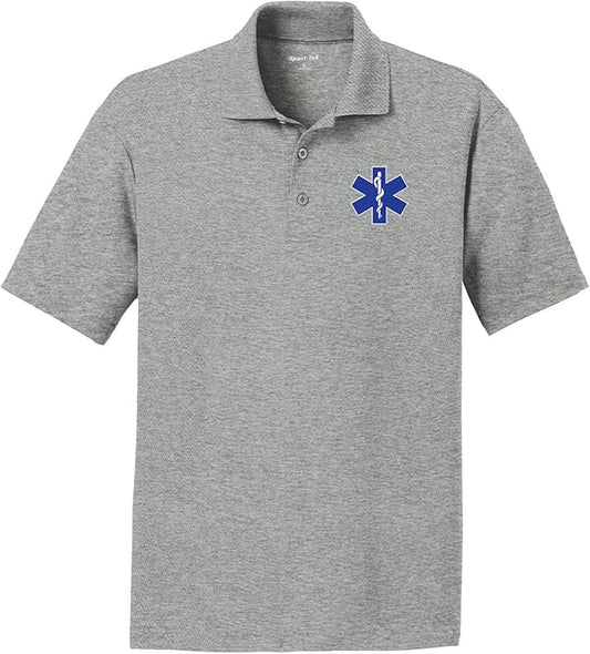 EMS Star of Life Logo Chest Print Textured Polo Shirt