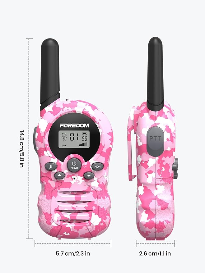 FOREDOM Walkie Talkies for Kids Walkie Talkies Long Range for Boys & Girls Age 3 to 12 Year Old Birthday Cool Army Toys - 2 Pack