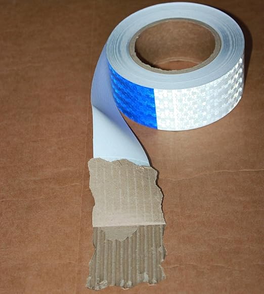 Reflective Tape Blue and White 2 inch X 166 feet, Outdoor Waterproof Hazard Conspicuity Warning Industrial Marking Tape