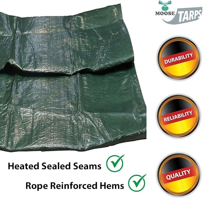 Reversible Heavy Duty Poly Tarp for Wood Piles, Firewood Piles, Construction & Ground Covering - Tear & Water Resistant - 6 x 26 Foot Indoor/Outdoor Tarp, Green and Brown