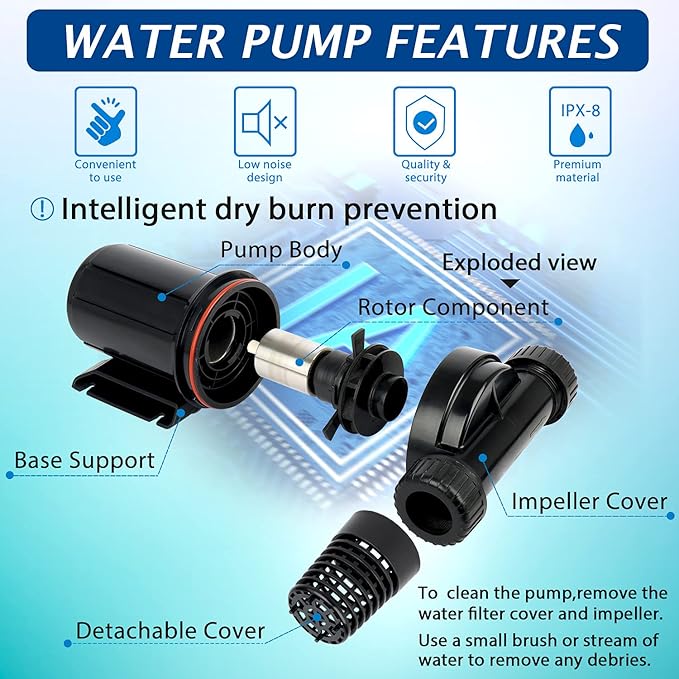 WaterRebirth (PA3000, 2600GPH) High Flow Submersible Water Pump-Home/Inline Water Pump-Submersible Pump-Water Transfer Pump-Aquarium Pump