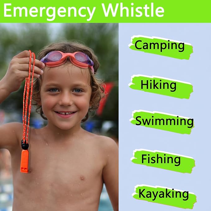 Emergency Whistle, 120db Safety Whistle Survival Shrill Loud for Camping Hiking Hunting Boating Fishing Life Vest Jacket Rescue Signaling Kids Lifeguard 5 Pack