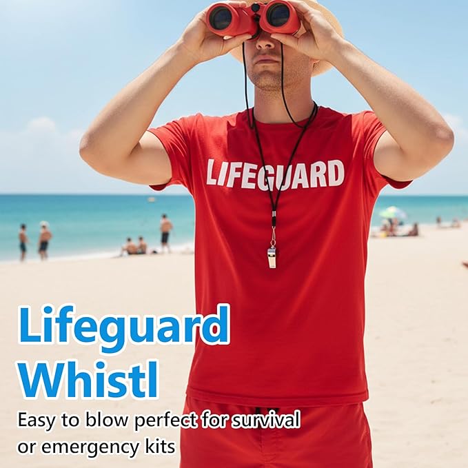 10-Pack Whistle Emergency Set - Lifeguard Whistle, Whistles Bulk for Coaches, Coaches Whistles with Lanyard - Durable Plastic & Stainless Steel