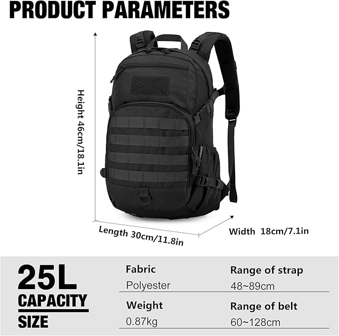 Mardingtop Small Tactical Backpack,Molle Hiking Backpack for Backpacking,Cycling and Biking,15L/25L Backpack