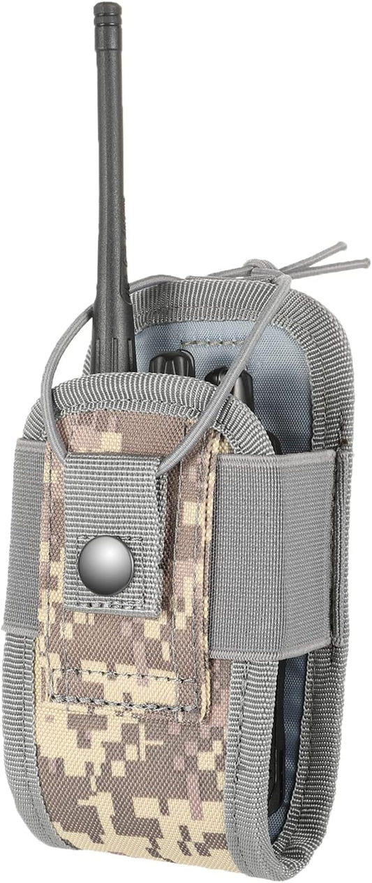 Tactical Radio Holder Radio Holster Molle Radio Pouch Universal Radio Case Military Heavy Duty Radio Bag for Police Firefighter Two Ways Walkie Talkies Vest (ACU-small)