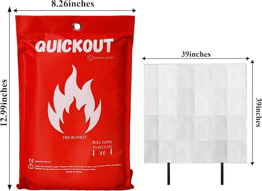 Crystal Lemon Fire Blanket 12-Pack, 39x39 Multi-Use Emergency Fire Suppression Cloths, Large, Quality Glass Fiber Fire Safety Covers for Home and Office