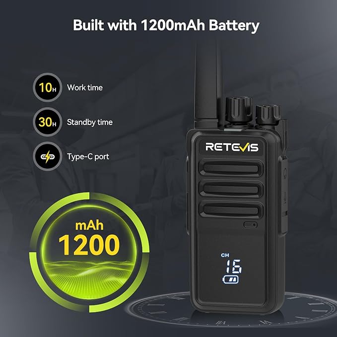 Retevis RT68H 2 Way Radio Long Range (10 Pack) with 10 Way Charger,Rechargeable Walkie Talkies for Adults,Easier Charging,Easier Management,LCD Display, Keypad Lock,Hands Free Compact Walkie Talkie