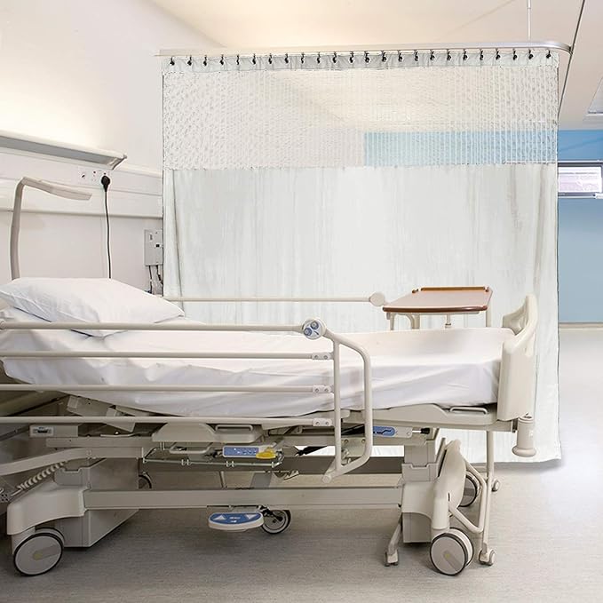 Macochico 12ft Wide x 7ft Tall Hospital Curtains Nickel Grommet Clinic SPA Curtains Hanging for Hospital Medical Clinic SPA Lab White Cubicle Curtain Room Divider (1 Panel)