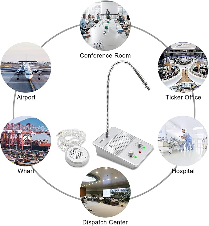 CallToU Window Speaker Intercom System,Anti-Interference Intercommunication Talk Through Glass Window,Intercom System for Business,Bank,Office,Hospital,Counter,Store,Station,Medical Center