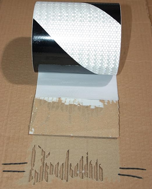 Black White Reflector Tape Outdoor Waterproof 6 Inch x 68 FeeT, Warning Reflective Stickers, Safety Marking Tape