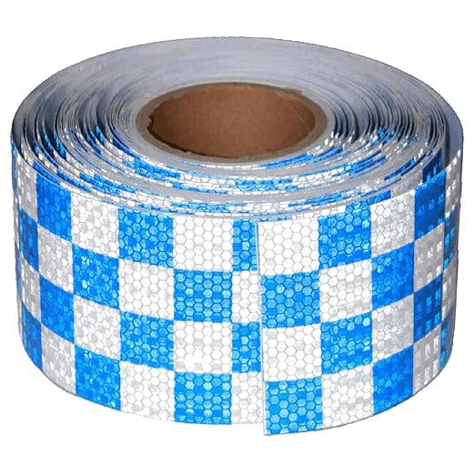 Reflective Tape Blue White 4 inch Wide for Truck, Outdoor Waterproof High Visibility Safety Warning Adhesive Strips (166 feet)