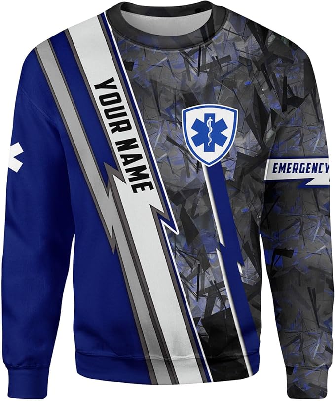 Personalized EMT 3D Shirt, EMT 3D Hoodie, 3D EMS Hoodies for Men, Medical Uniforms EMS Shirt, Emergency Medical Service Shirt