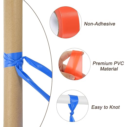 MECCANIXITY Flagging Tape,12 Pcs Non-Adhesive Plastic Neon Survey Marking Tape 1 Inch x 98 Feet for Tree Hunting Boundaries Hazardous Areas Marking Ribbon Orange