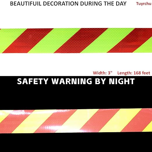 Non Fading Reflective Tape Outdoor Waterproof 3 inch Wide, High Visibility Safety Warning Reflector Sticker Strips (168 feet)