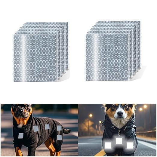 Non Fading White Reflective Stickers 4 inch X 4 inch, Outdoor Waterproof High Visibility Warning Safety Adhesive Reflector Tape (20 Pcs)