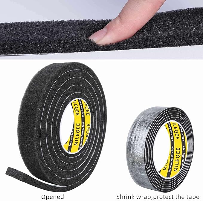 Single-Sided Adhesive Foam Tape Low-Density, Super Soft Easy Adjust Sealing Strip for Window Door Air Gap, Sponge Draft Blocker and Sound Reducer, 1.18in x 6.6FT Grey