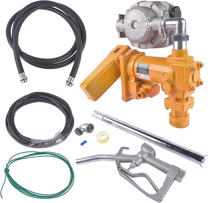 20GPM 12V DC Fuel Transfer Pump Gasoline Pump with Nozzle Kit Yellow Replacement for Gas Diesel Kerosene with Particulate Filter Vahaha