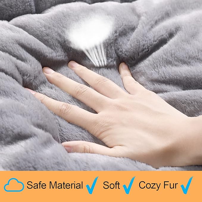 Dog Beds Crate Pad for Small Dogs Ultra Soft Dog Crate Bed Washable & Anti-Slip Kennel Pad,Cat Bed Pad Mat,Gray 24inch