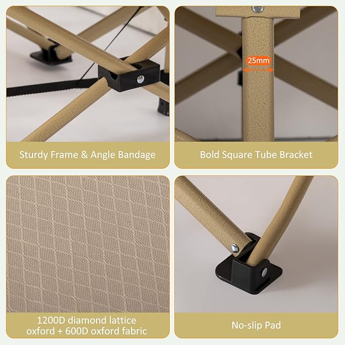 Wide Folding Camping Cots with Pillow & Extra Thick 3 Inch Matress, Cots for Sleeping 900 LBS, Camping Bed for Adults with Cushion, Sleeping Cot (Cream)