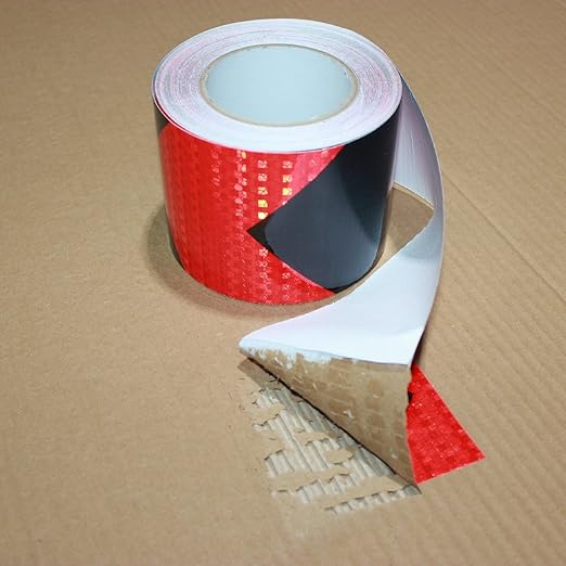 Red Black Reflective Tape 4 inch X 168 feet, Outdoor Waterproof Hazard Conspicuity Warning Industrial Marking Tape
