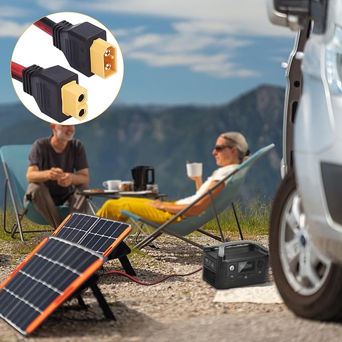 XT60 Extention Cable for Solar Panel RV Automotive RC Battery and Portable Power Station Solar Generator 12AWG 15Ft 4.5M