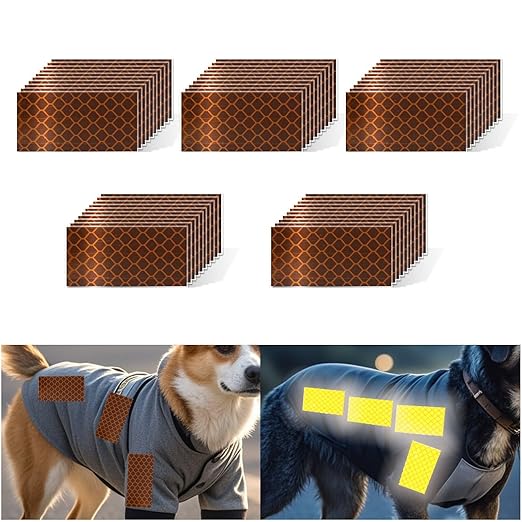 Non Fading Brown Reflective Stickers 1 inch X 2 inch, Outdoor Waterproof High Visibility Warning Safety Adhesive Reflector Tape (50 Pcs)