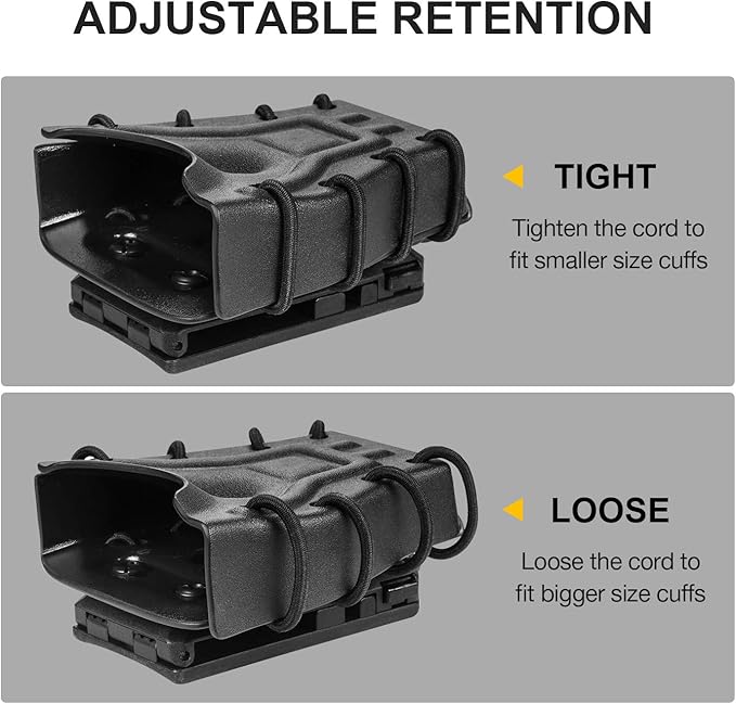 Handcuff Case Compatible with ASP, Chain, Hinged, and Rigid Folding Handcuffs – OWB Kydex Cuff Holder with Belt Clip or MOLLE Mount – Fits 1.5"-2.25" Belts – Black/Basketweave Options