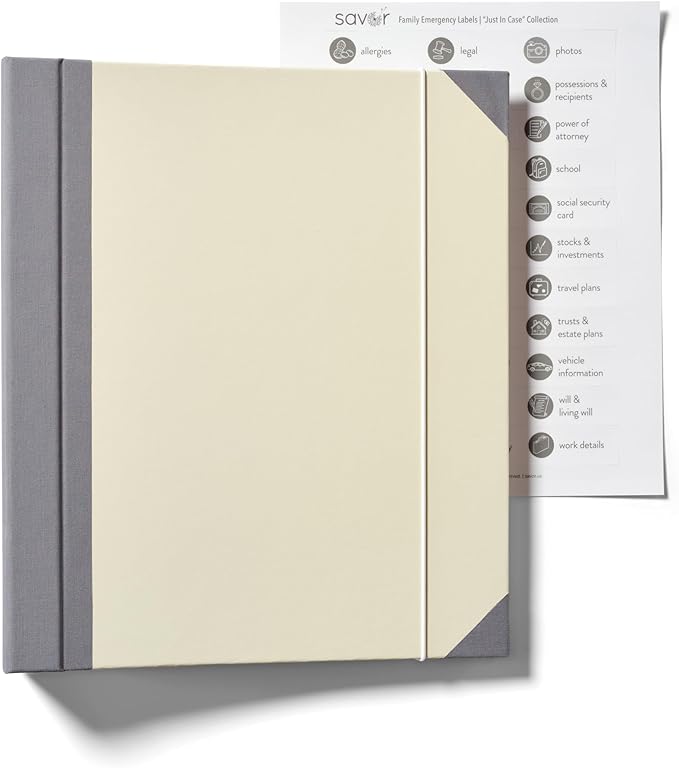 Savor|2025 Updated Edition Family Emergency Binder ™ | Custom Dyed Cloth Expanding File Folder for Important Papers, Babysitter Binder, Birth Certificates, Social Security Cards, Passports, Photos