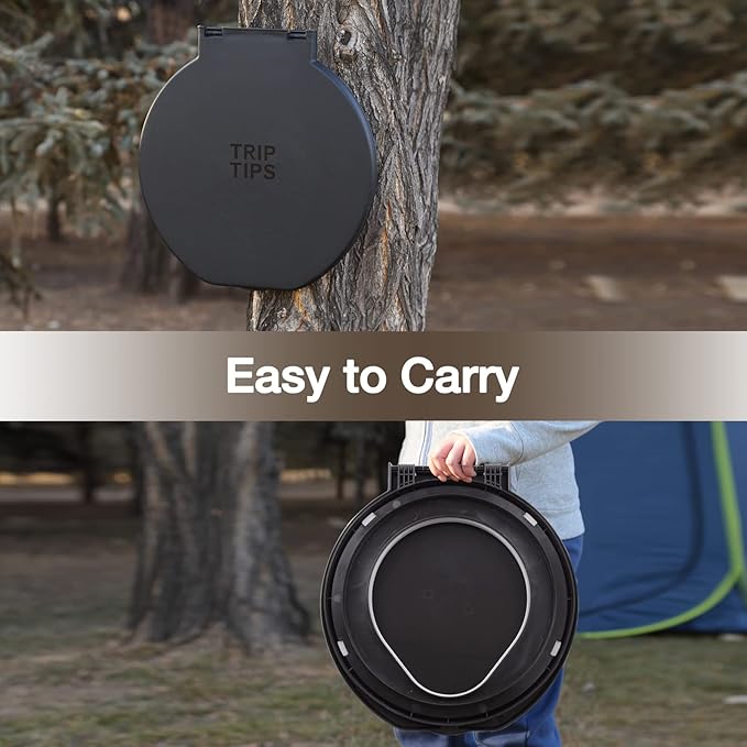 TRIPTIPS Bucket Toilet Seat with Soft Cushion, 270°Rotatable Lid,XL Portable, Luggable Loo Camping Toilet Seat for Adults and Kids, 5 Gallon