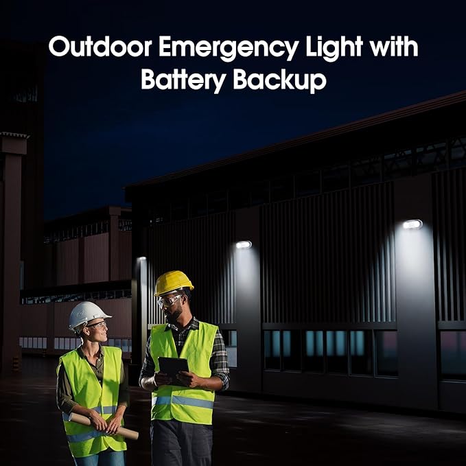 Outdoor Emergency Light with Battery Backup, Exterior Emergency Exit Lights Hardwired, Wet Location LED Egress Lights, Waterproof Commercial Emergency Lighting Fixture, 120-347V, UL Listed(4 Pack)