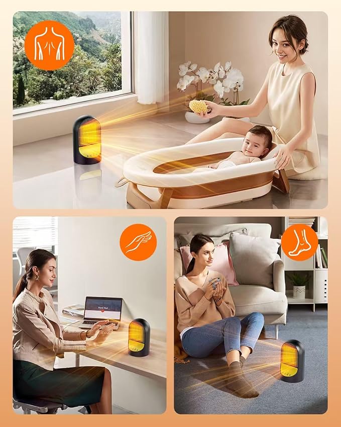 Space Heater, 1500W Portable Electric Heaters for Indoor Use,50°Oscillation, 8H Timer, 3 Modes, Quiet Safe Room PTC Ceramic Heater for Office Room Desk