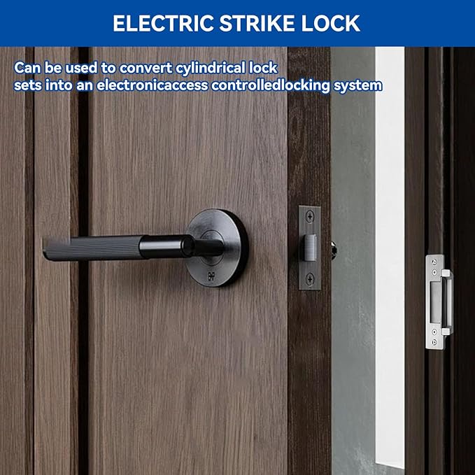 Upgraded Access Control Electric Strike Door Lock Kit, Fail-Secure/Fail-Safe Wireless Door Buzzer Entry System for Cylindrical Mechanical locksets,with Remote Control, Button, Buzzer, Power Adapter