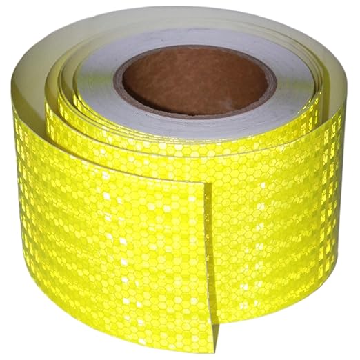 Fluorescent Yellow Reflective Tape Outdoor Waterproof 4 inch Wide, High Visibility Safety Industrial Marking Tape (66 feet, 5 Rolls)