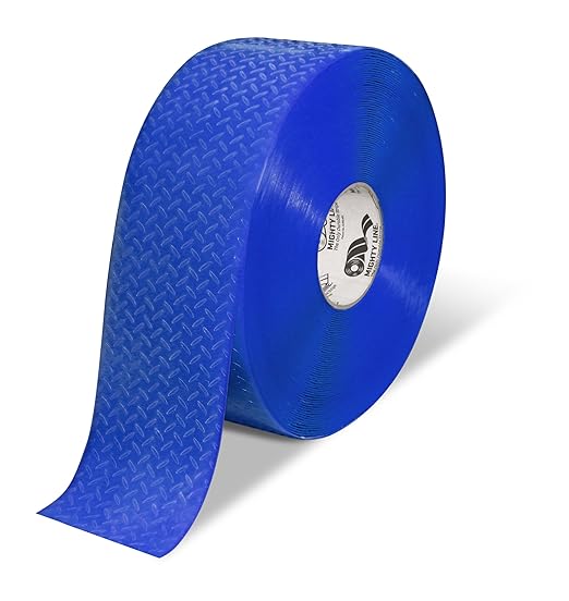Mighty Line 4" Anti-Slip Solid Color Floor Marking Tape for Safety, Caution, Warning, Flooring, Heavy-Duty, Peel and Stick, Adhesive, Industrial Quality, 100' Roll, Blue