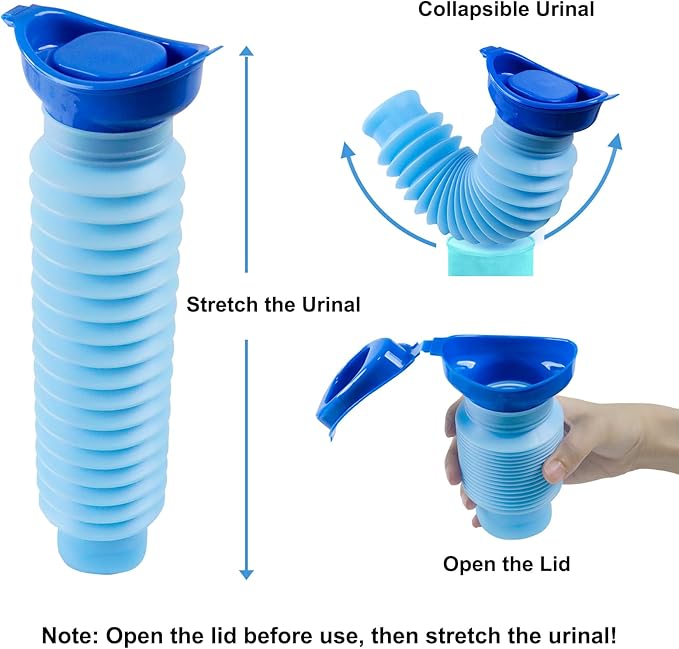 Pee Bottles for Men, Collapsible Urine Bottle 750ML, Portable Urinal for Women, Emergency Urinal Spill Proof Pocket Toilet for Car, Travel Urinals Potty for Camping, Traffic Jam, Road Trips, Hiking