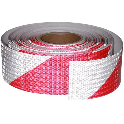 Reflective Tape Red White 3 inch Wide for Automobile, Outdoor Waterproof High Visibility Safety Warning Adhesive Strips (166 feet)