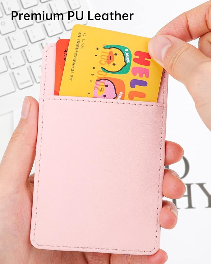 Teskyer Badge Holder with Lanyard, Leather ID Name Badge Card Holder with Lanyard for ID Badges, Vertical, Starry Pink