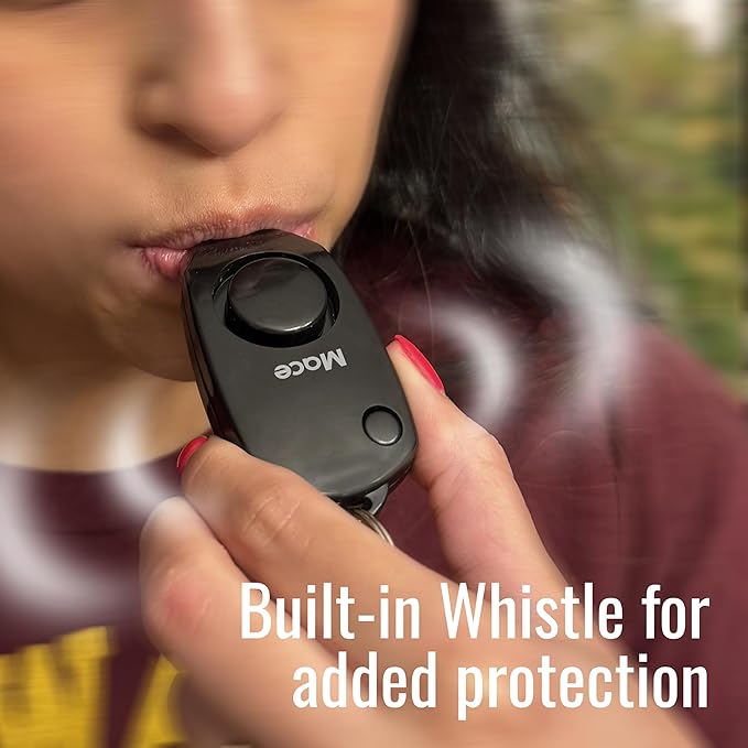 Mace Personal Safety Alarm - Loud 130db Siren, Built in Emergency Whistle, Easy On/Off Push Button Activation, Batteries Included, Personal Alarm for Women & Men - Black