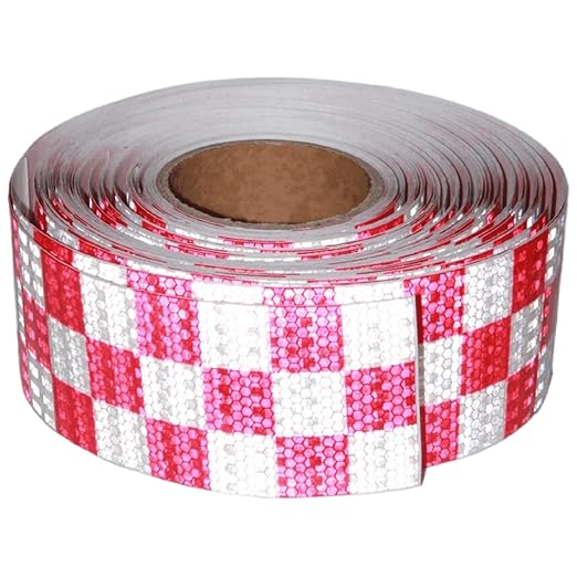 Reflective Tape Red White 3 Inch x 168 Feet, Outdoor Waterproof Conspicuity Strong Adhesive Reflector for Vehicles Signs