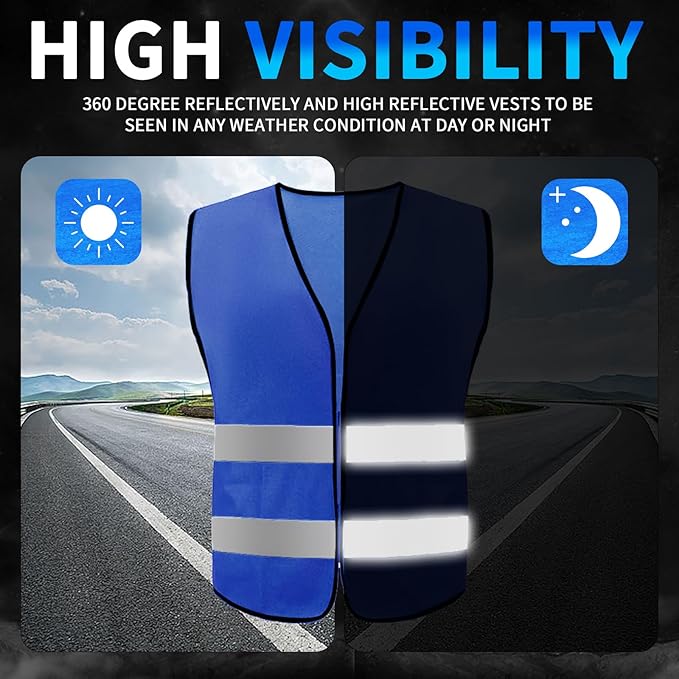 Safety Vests,High Visibility Construction Vest with 2 Reflective Strips,Working Vest for Outdoor at Night One Size