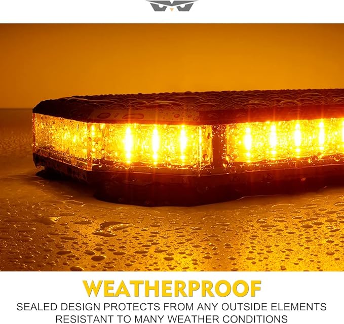 LUMENIX 42 LED Roof Top Strobe Beacon Light Bar Hazard Warning Emergency Flashing Plow Lights with Controller for Construction Vehicles Tow Trucks Postal Mail Cars Snowplow Amber (Patent Design)