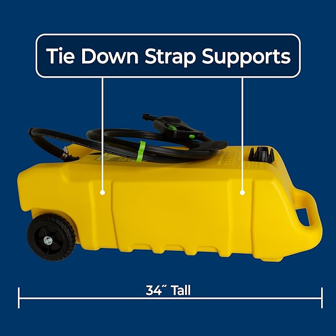 Scepter 14 Gallon Gas Caddy with Electric Fuel Pump, Flo ‘N Go Powered Portable Fuel Tank with Fill-Rite Transfer Pump and 10-Foot Hose for Farm, Marine, Commercial, and Home Use, Diesel, Yellow