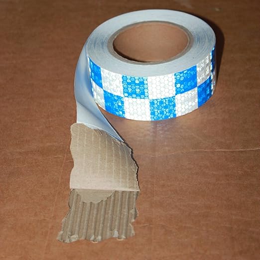 Blue White Reflective Tape Outdoor Waterproof 2 inch Wide for Cars, High Visibility Safety Warning Reflector Sticker Strips (68 feet)