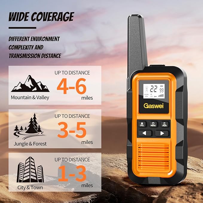 G2pro Walkie Talkies Long Range for Adults, Waterproof, Shock Resistant & Rechargeable Two-Way Radio with VOX 2 Pack(Orange)