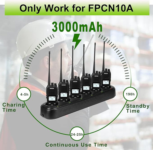 SAMCOM FPCN10A 6 Way Multi Unit Charger Battery Gang Charger for FPCN10A Two Way Radios Walkie Talkies, Six Way Charging Base Bulk Bank with Power Adapter (Radios Not Included)