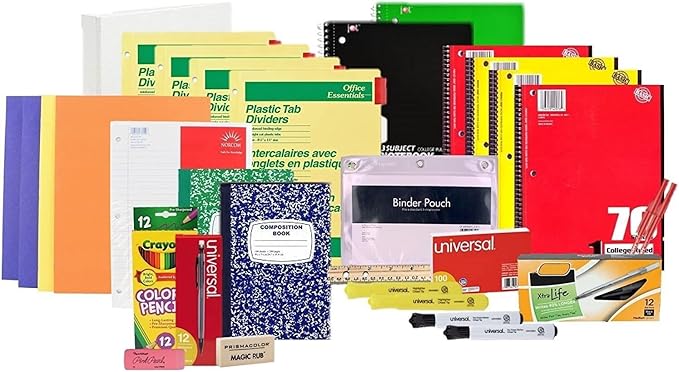 High School & College Back to School Bundle – 43 Piece Kit - Including Notebooks, Binder, Dividers, Pencil Bag, Pens, Mechanical Pencils, and More – Academic Kit for Grades 9–12 and College Students